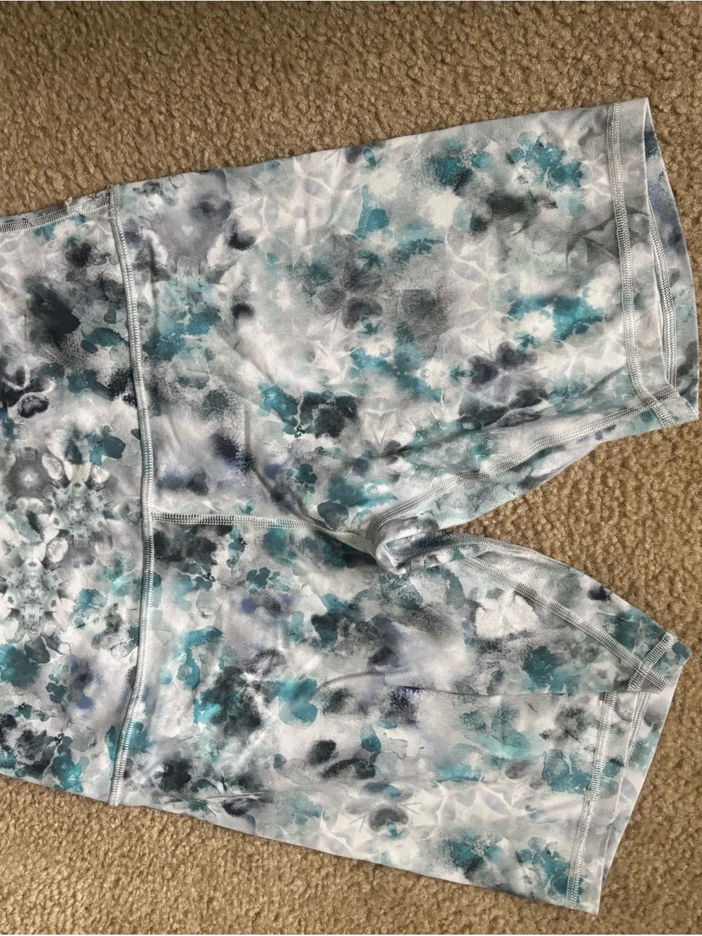 lululemon athletica White and Teal Marble Bike Shorts - Picture 9 of 12